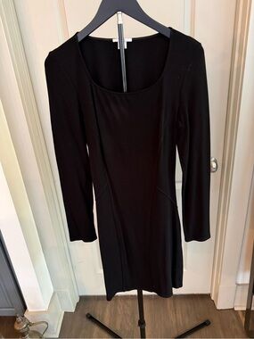 Helmut Lang Black Long-Sleeve Scoop Neck Dress